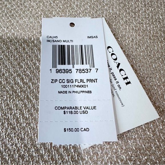 Coach Zip Card Case In Signature Canvas With Floral Print CAU45 IM Sand Multi - Picture 11 of 13